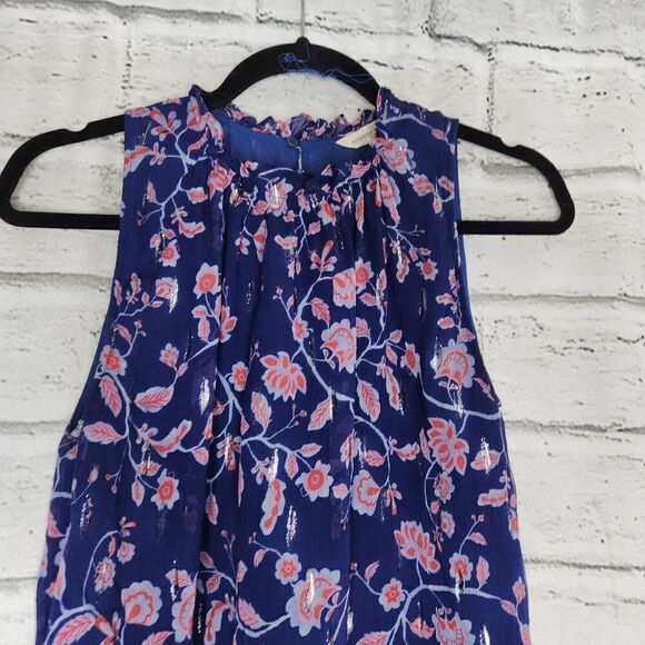 Rebecca Taylor Sleeveless Flowy Blouse Womens Size 2 Mock Neck Silk Top Lined - Picture 2 of 14